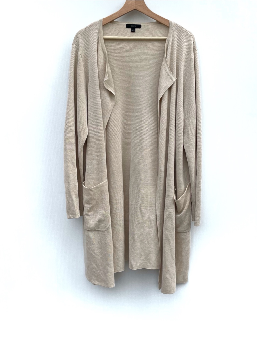 J. Crew Cream Open-Front Drape Cardigan Size Large Cream